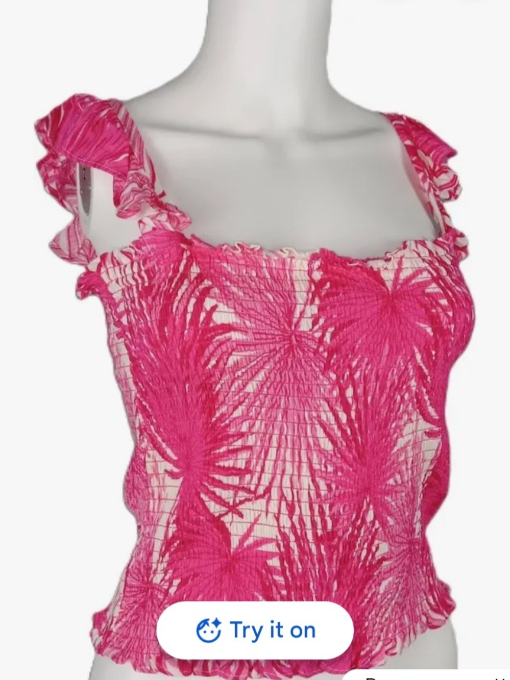 Rose & Olive Hot Pink Smocked Ruffle Strap Camisole